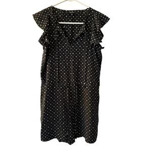 Madewell Women’s Romper Flutter Sleeve Tie Neck  Petalplay Black and White XXS